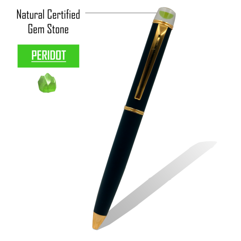 DIAMANTE CERTIFIED NATURAL PERIDOT GEMSTONE  PEN