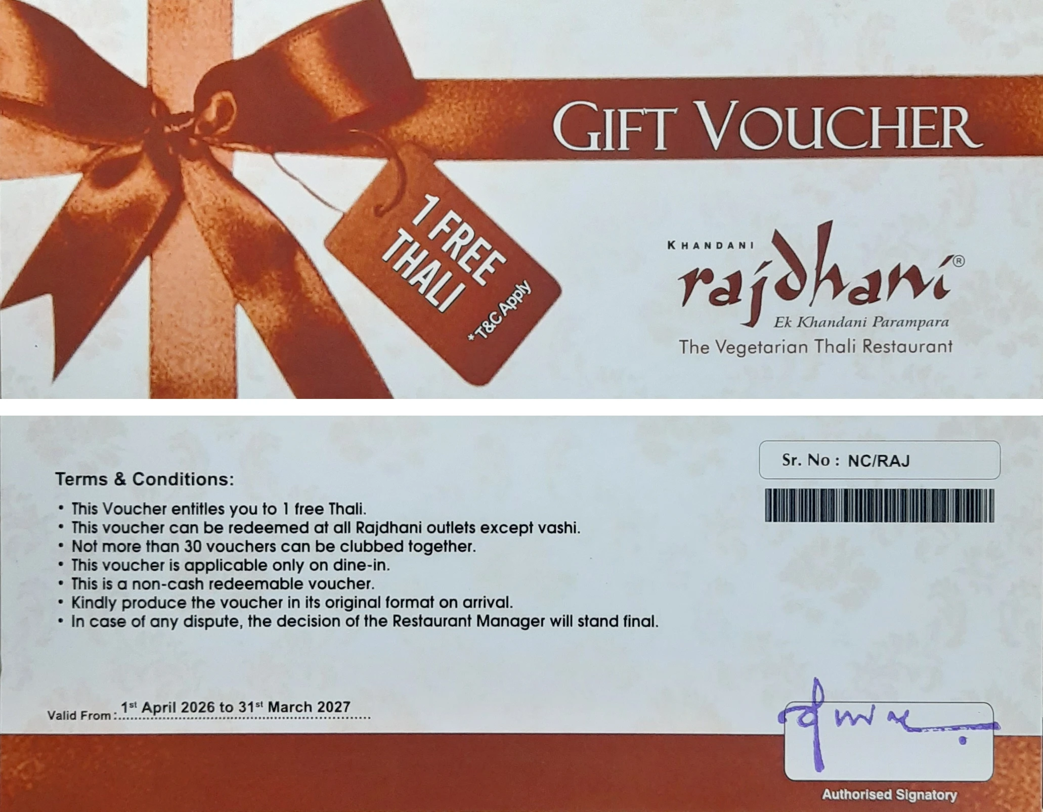 2 Rajdhani Voucher 31032027